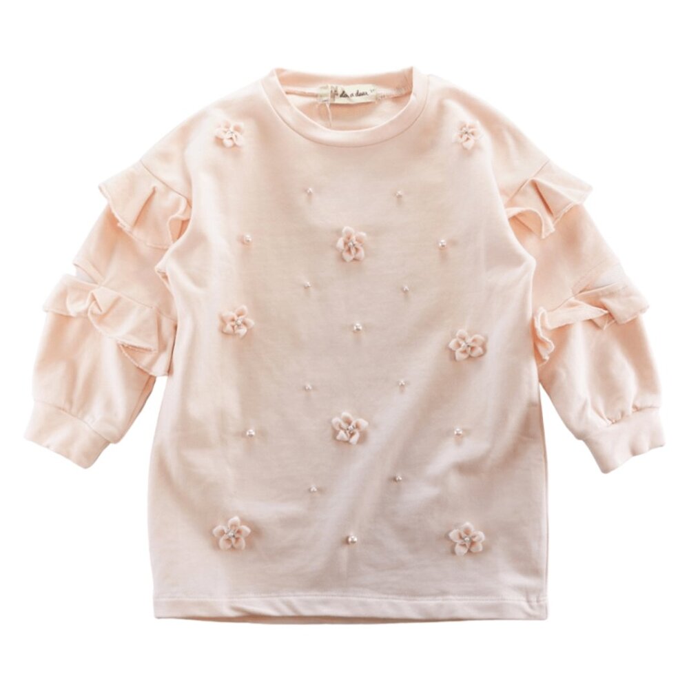 Girls Soft Rose Ribbon Floral Sweatshirt